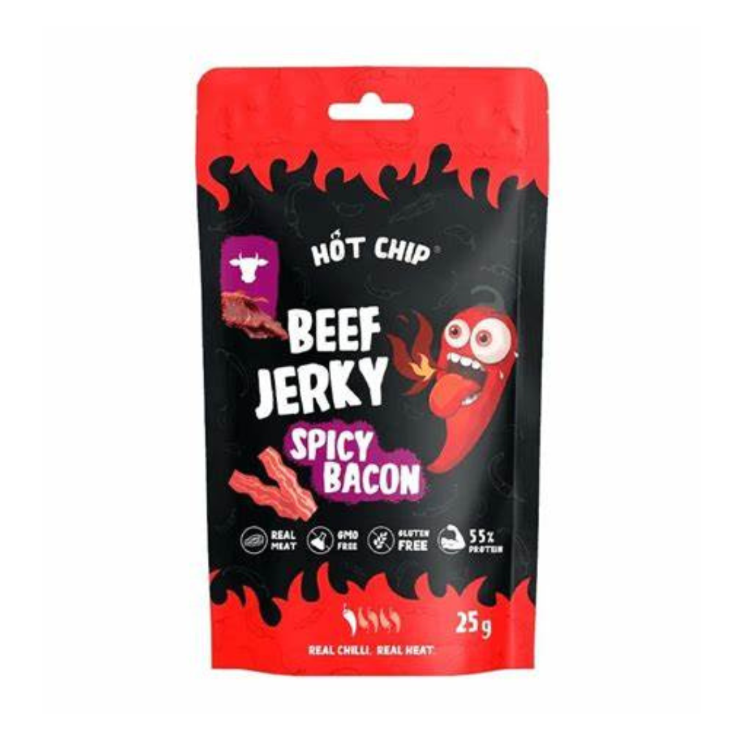 Hot Chip Beef Jerky Spicy Bacon - Carne secca Aromatizzata al bacon